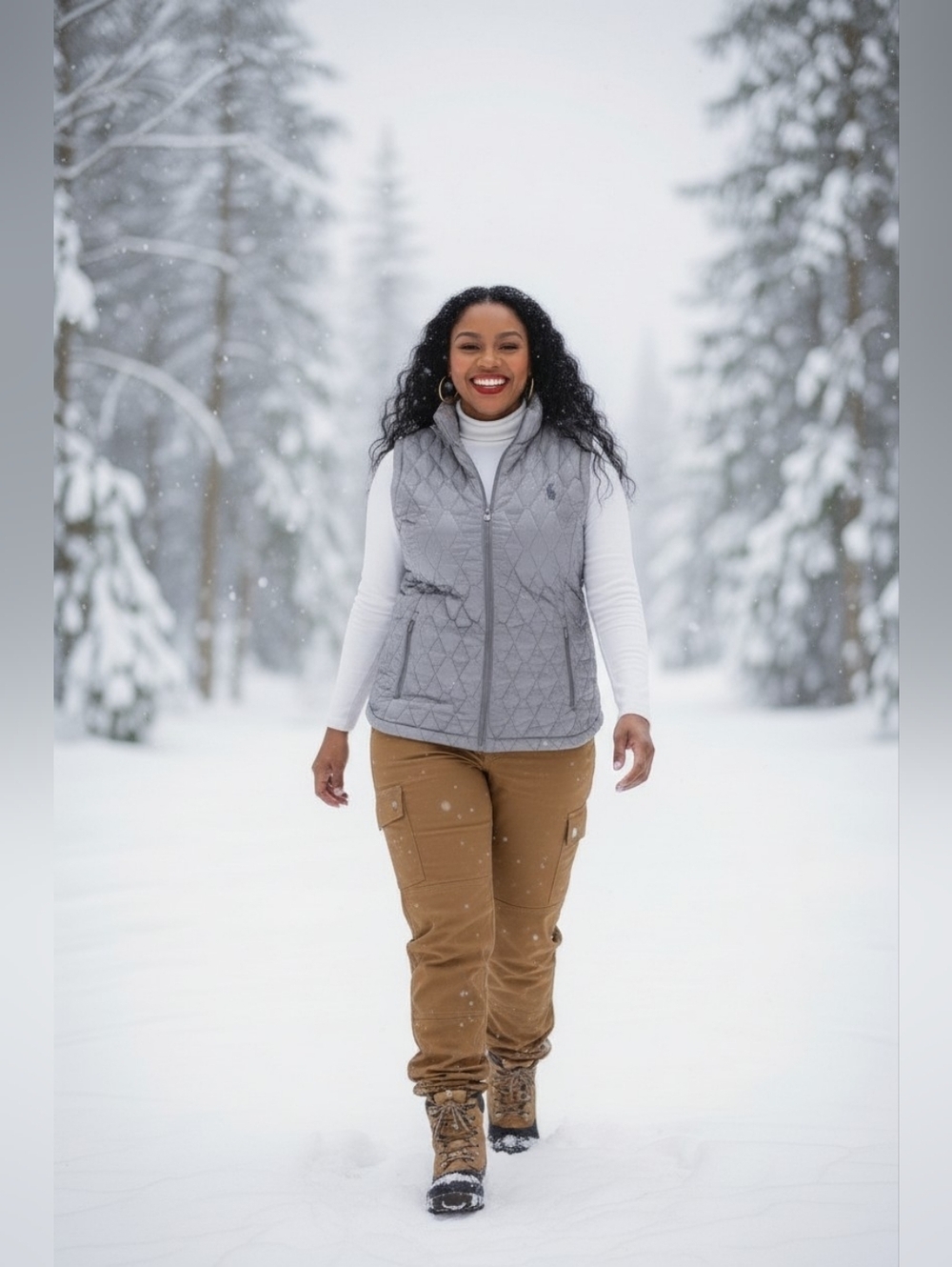 Free Country Gray Quilted Vest Size Large